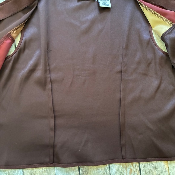 Y2K White Stag Patchwork suede vest L - Picture 4 of 7